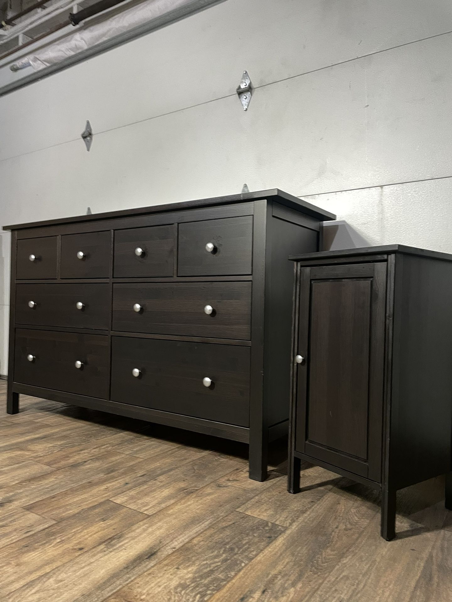 IKEA HEMNES 8-Drawer Dresser & Nightstand Set, Black-Brown Finish