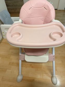 Pink Baby High Chair with Tray