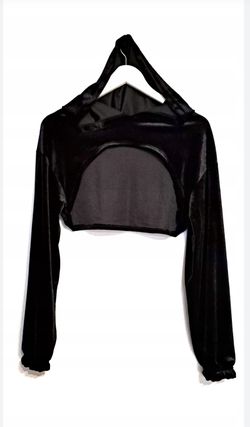Wild Fable Cropped Sweater Womens M Black Hooded Open Front Long Sleeve
