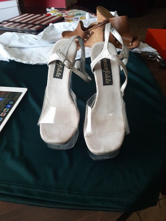 Platform Clear  Stilettos Size 7