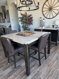 Marble Hightop table & 8 barstools