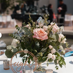 Copper Colored Table Numbers 1-16 and Mr & Mrs Signs