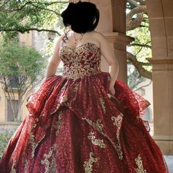 Size 16 Red Ball Gown Dress