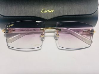 Cartier glasses grey lens white marble acetate frames