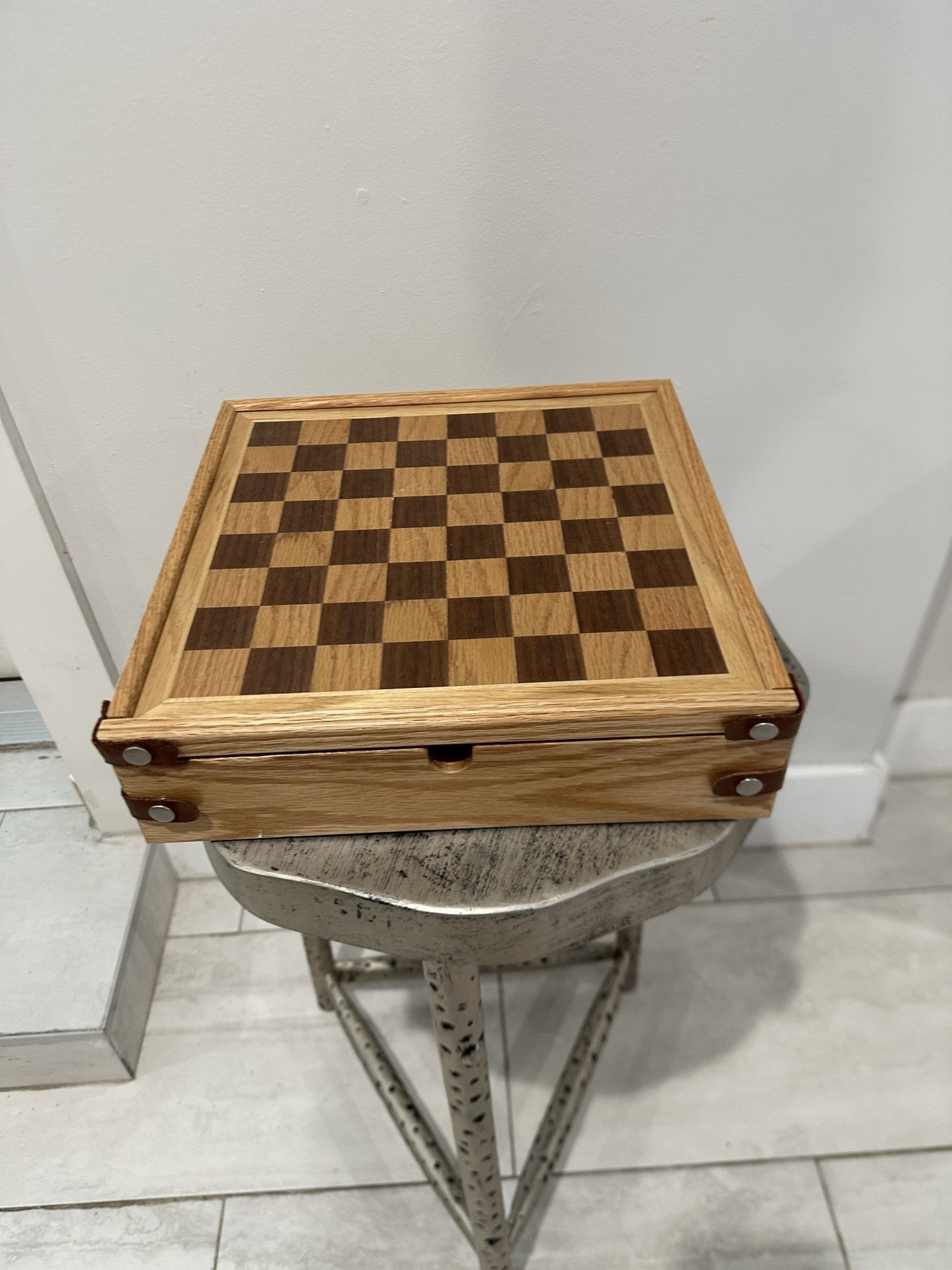 Marlboro Vintage Wooden MULTI-Game SET Checkers Chess Poker Backgammon W/STORAGE