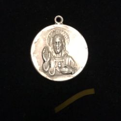 Antique Sterling Silver Catholic Pendant 