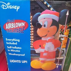 Disney 8ft  Giant Light Up Mickey Santa Inflatable 