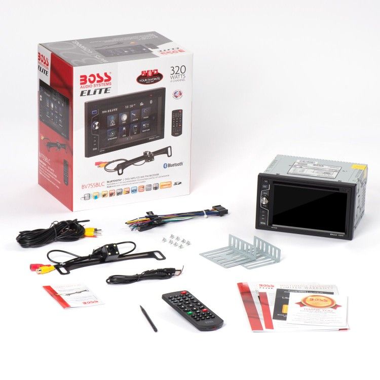 Boss Audio BV9755 Double-DIN 7 inch Motorized Touchscreen DVD Player Receiver, Wireless Remote