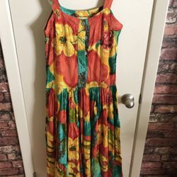 Vibrant Floral Summer Dress Size Small 