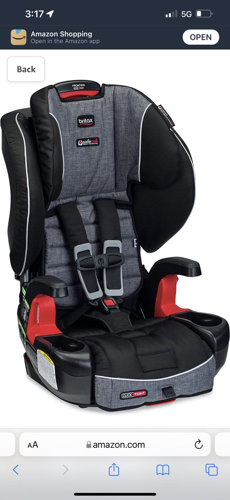 Britax Frontier ClickTight Harness-2-Booster Car Seat - 2 Layer Impact Protection - 25 to 120 Pounds, Vibe