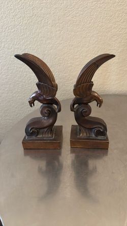 Vtg Bold Eagle Bronze Bookends 