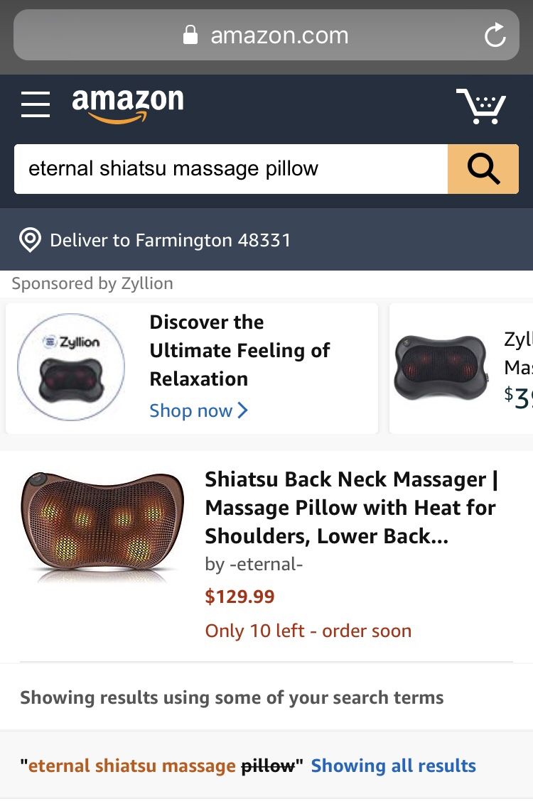 Eternal Shiatsu Massage Pillow for Sale in Farmington Hills MI OfferUp