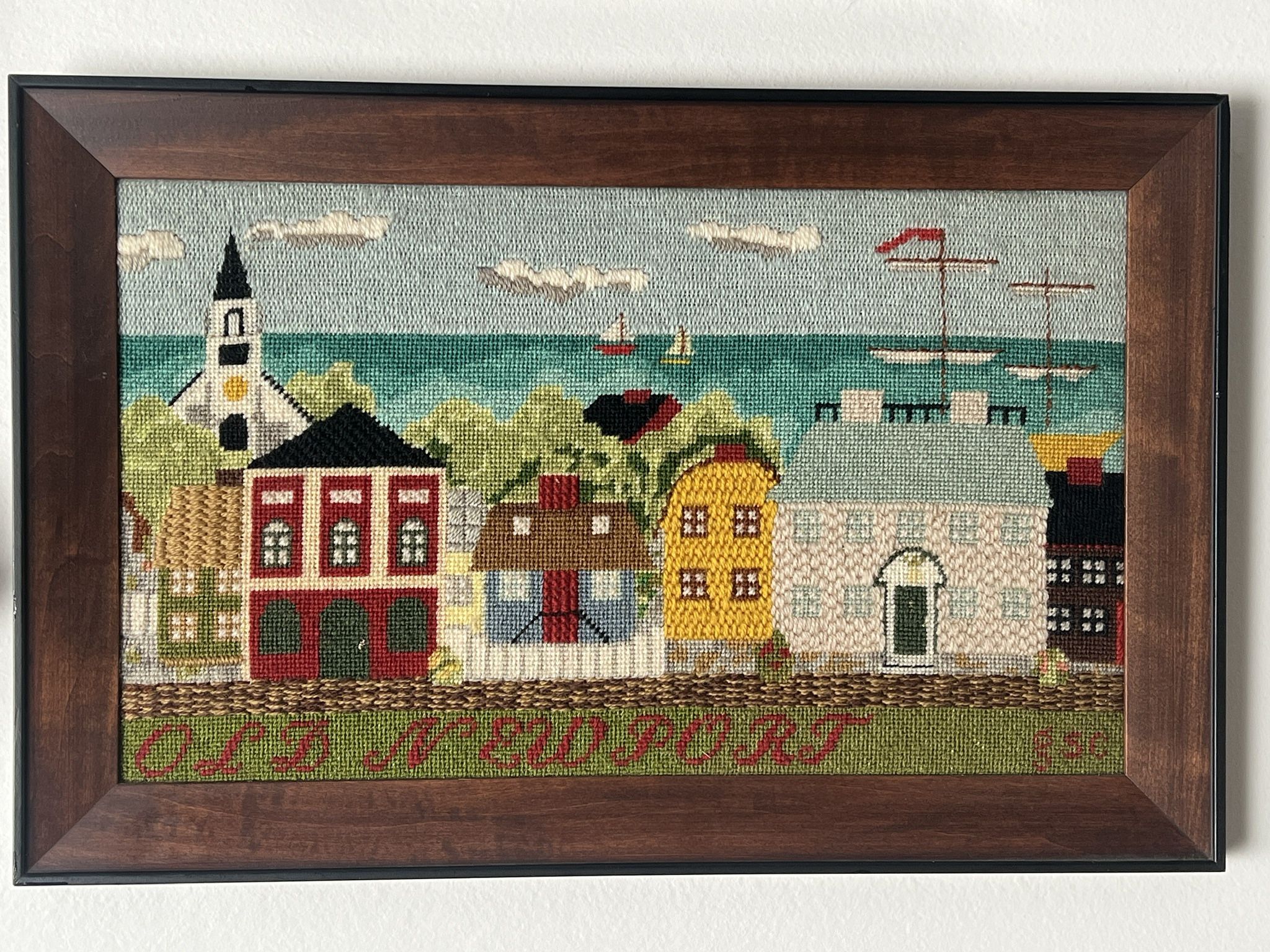 BEAUTIFUL Handmade Needlepoint  Dimensions: 19”x12.5” Feat: “Old Newport” 