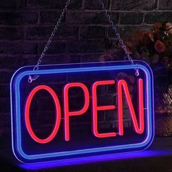 NEW Open Neon Sign Business Bright Display Size 16" x 9" USB Powered On/Off Switch Wall Decoration Light Perfect for Shop Window Glass Door Shop Flori