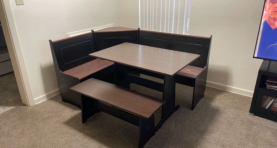 Black/Pecan Breakfast Nook With ($75) Cushions Included, for free
