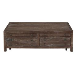Solid Wood 55” Coffee Table with drawers  in Java
