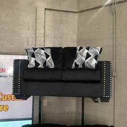 New Black Soft Velvet Sofa Set