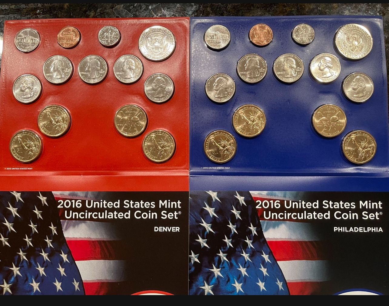 2016 US Mint P&D w/Presidents Regan Ford & Nixon $1 Coins BU UNCIRCULATED with Certificate Of Authorities COMPLETE SET 26 Coin Set