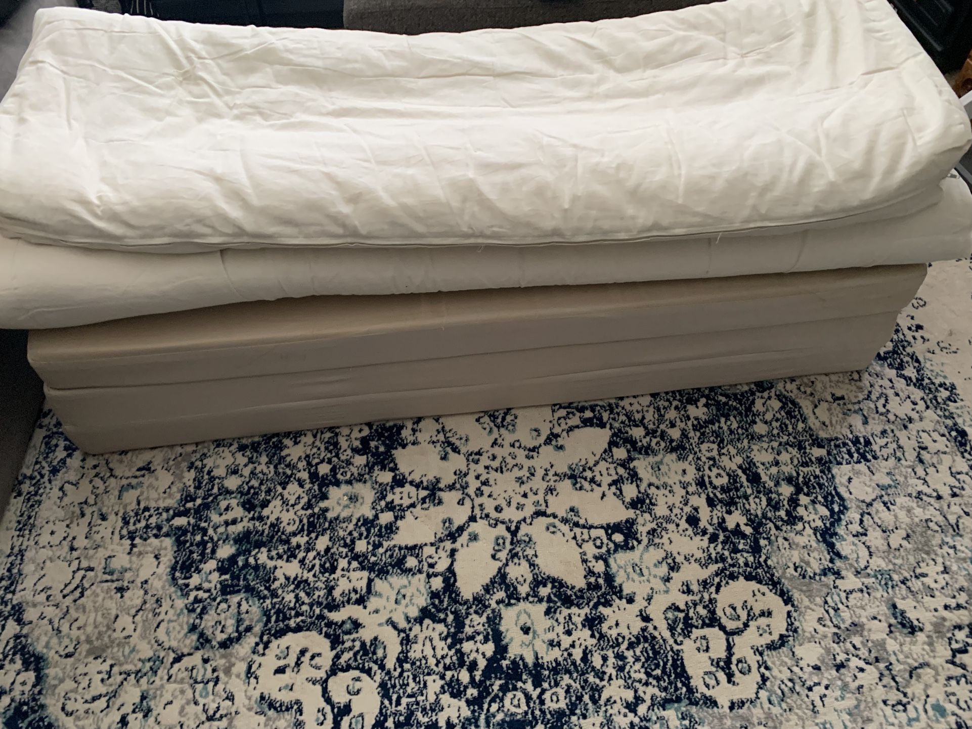 Great condition queen-size organic futon with tri-fold floor mat.