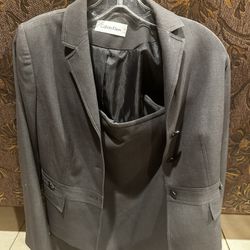 Calvin Klein Suit (blazer+skirt) Dark Gray Size 8