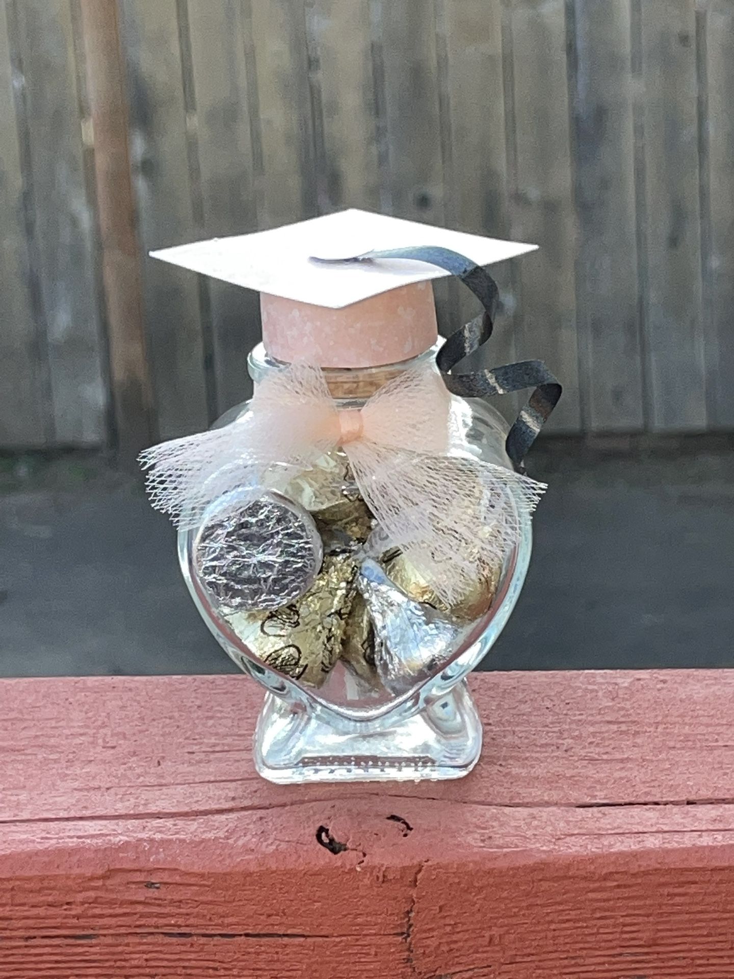 Peach Graduate Candy Heart Jar