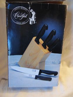 Carver Hall Great Blades 5 Pc Kitchen Knife Cutlery Set W/ Wood Block #(contact info removed)5