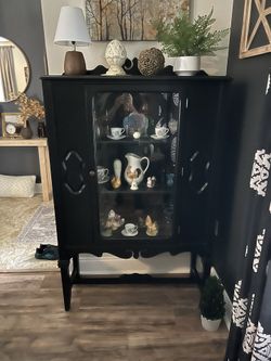1940s China Cabinet. Painted Black A Few Years Ago. 