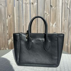 Polo Ralph Lauren Handbag - Vegan Black Lether Leather 