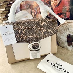 NWT! Authentic Coach Tabby Top Handle / Calf Leather/Suede & Genuine Snakeskin, Please See Full Details 🌹