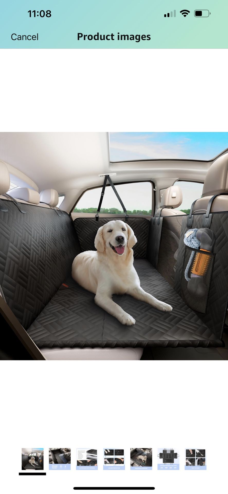 Dog Car Seat Cover for Back Seat, Hard Bottom Back Seat Extender for Dogs, Holds 400lbs, 600D Heavy Duty Scratch-Proof Waterproof Dog Hammock for Car,