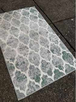 Gray and Green Trellis Area Rug