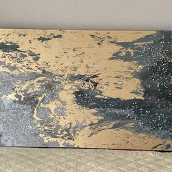 Wall Art 53” x 18”. Unique Design With Iridescent Crystal Effect. Clear Coated Canvas. Sherman Oaks 