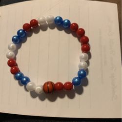 Red, Blue, And White Basketball Bracelet