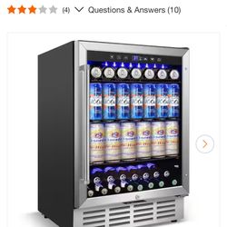 24 in. 4.9 cu. ft. Built-in/Freestanding Indoor/Outdoor Beverage Refrigerator for 186-Cans (Glass Door)