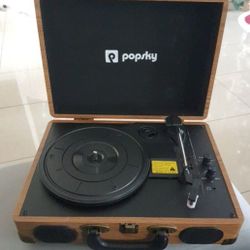 POPSKY Record Player, 3-Speed Vintage Style Turntable, Bluetooth Record Player