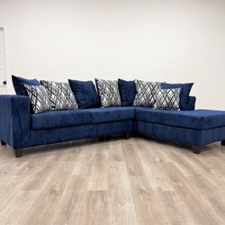 Blue New 📦 Sectional couch/sofas in Thick Fabric - 110- Sectional - Same Day Delivery Available 