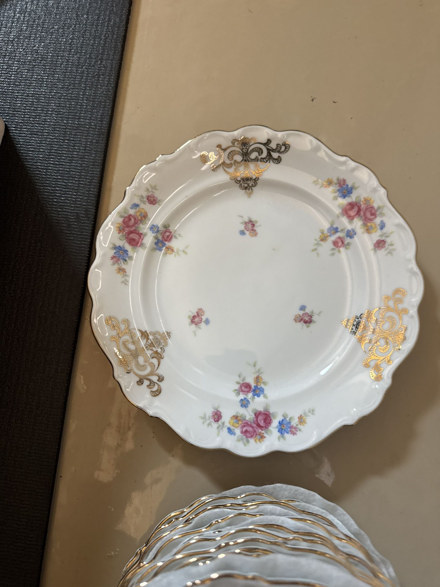 China Set - Vintage With Gold Leaf