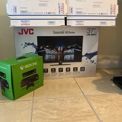 Xbox Box One and 37” JVC Emerald flat TV