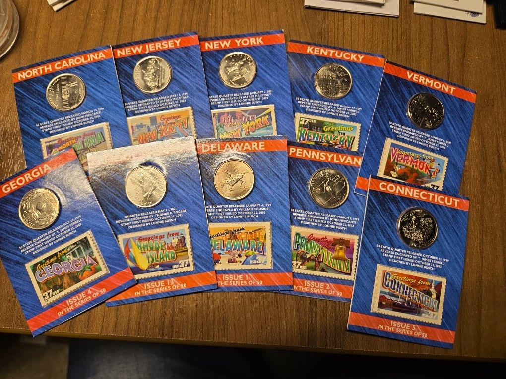 Set Of Stamp And Uncirculated Quarters