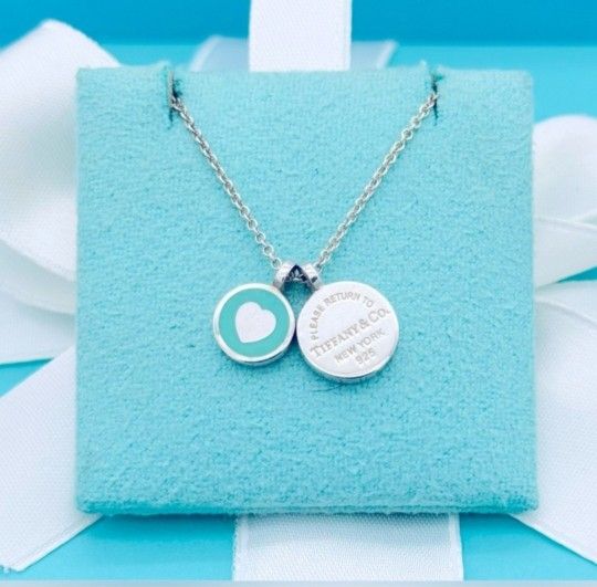 Authentic RT Tiffany & Co. Small Circles Duo Enamel Pendant Adjustable Necklace