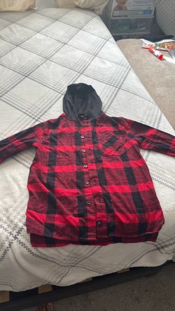 Red Black Plaid Hooded Flannel Shirt