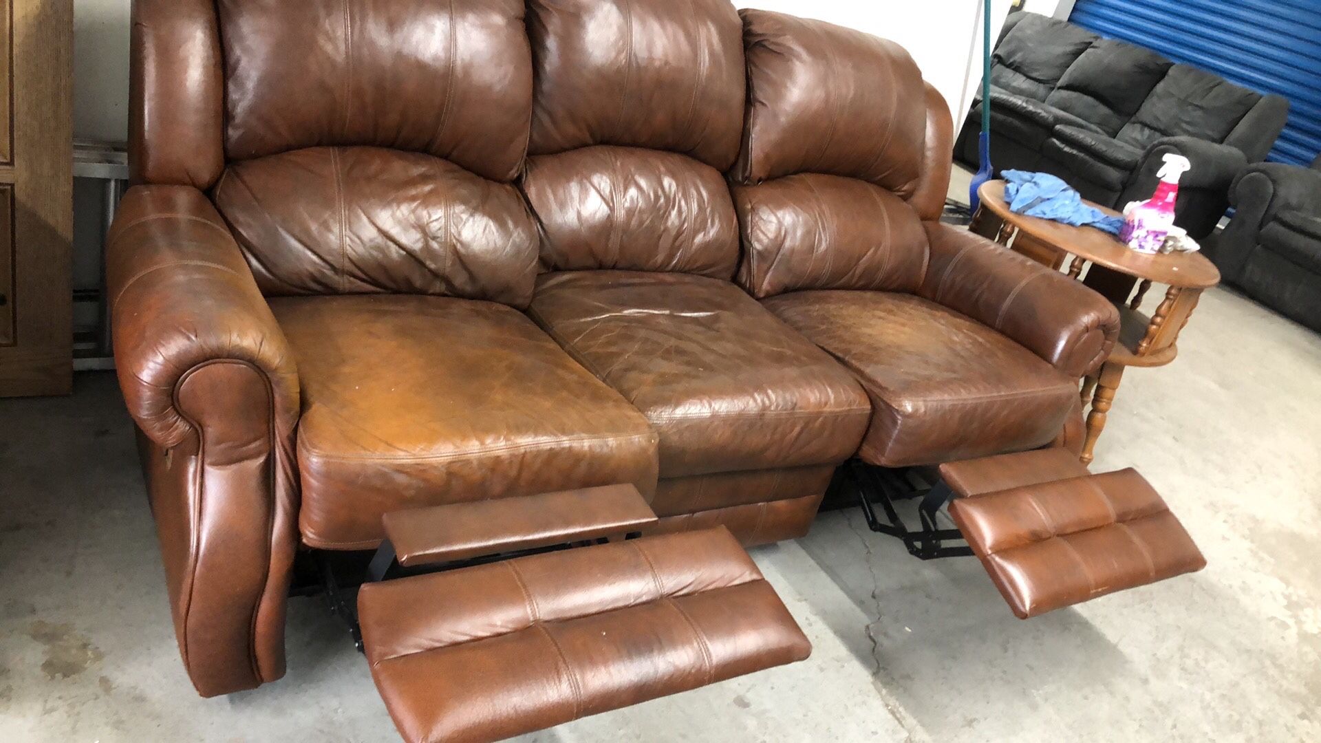 Real leather very good condition recliner sofa