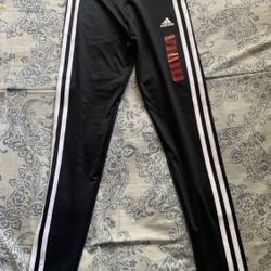 adidas girls 3 Stripe Black Athletic Tights Size 10/12 but fits like 8/10