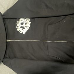 black denim tears zip up hoodie