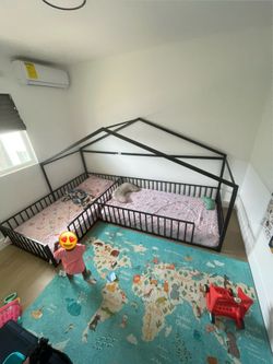 L-Shaped Twin House Bed Frame – $200 OBO