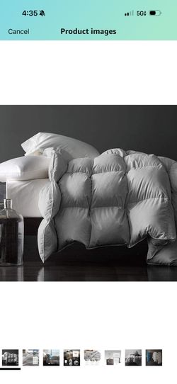 Royoliving Premium Feathers Down Duvet Insert Comforter King Size Gray All Season Medium Warmth Winter Grey 100% Cotton Cover with Corner Tabs (106x90