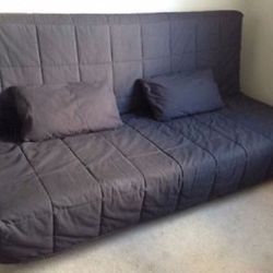 Ikea Beddinge Futon Sofa Couch Mattress & Black Cover W/ Two Pillows - No Frame