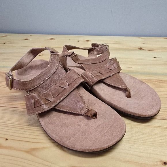Vionic Lupe Sandals Womens Brown Sling Back Thong Comfort Boho Beach