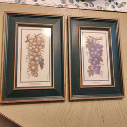 Martha Hinson Wine Grapes Framed Art Set 12.5 x 8.5