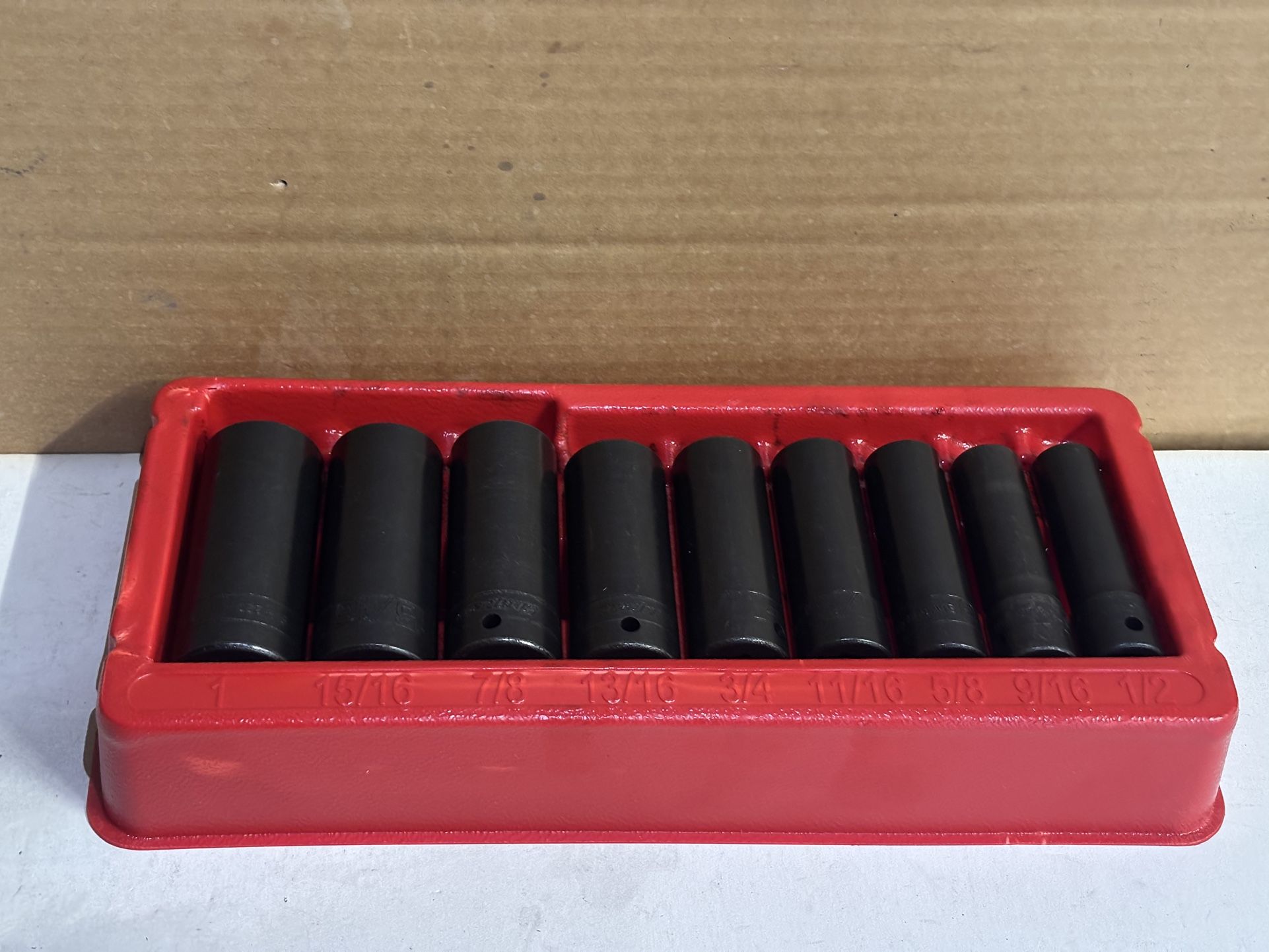 Snap-On Tools 9 pc 1/2" Drive 6-Point SAE Flank Drive® Deep Impact Socket Set (1/2-1")